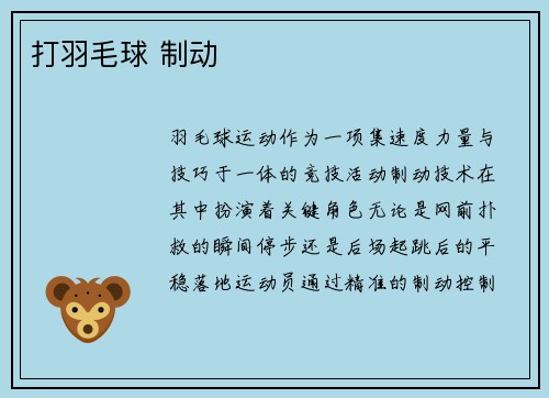 打羽毛球 制动